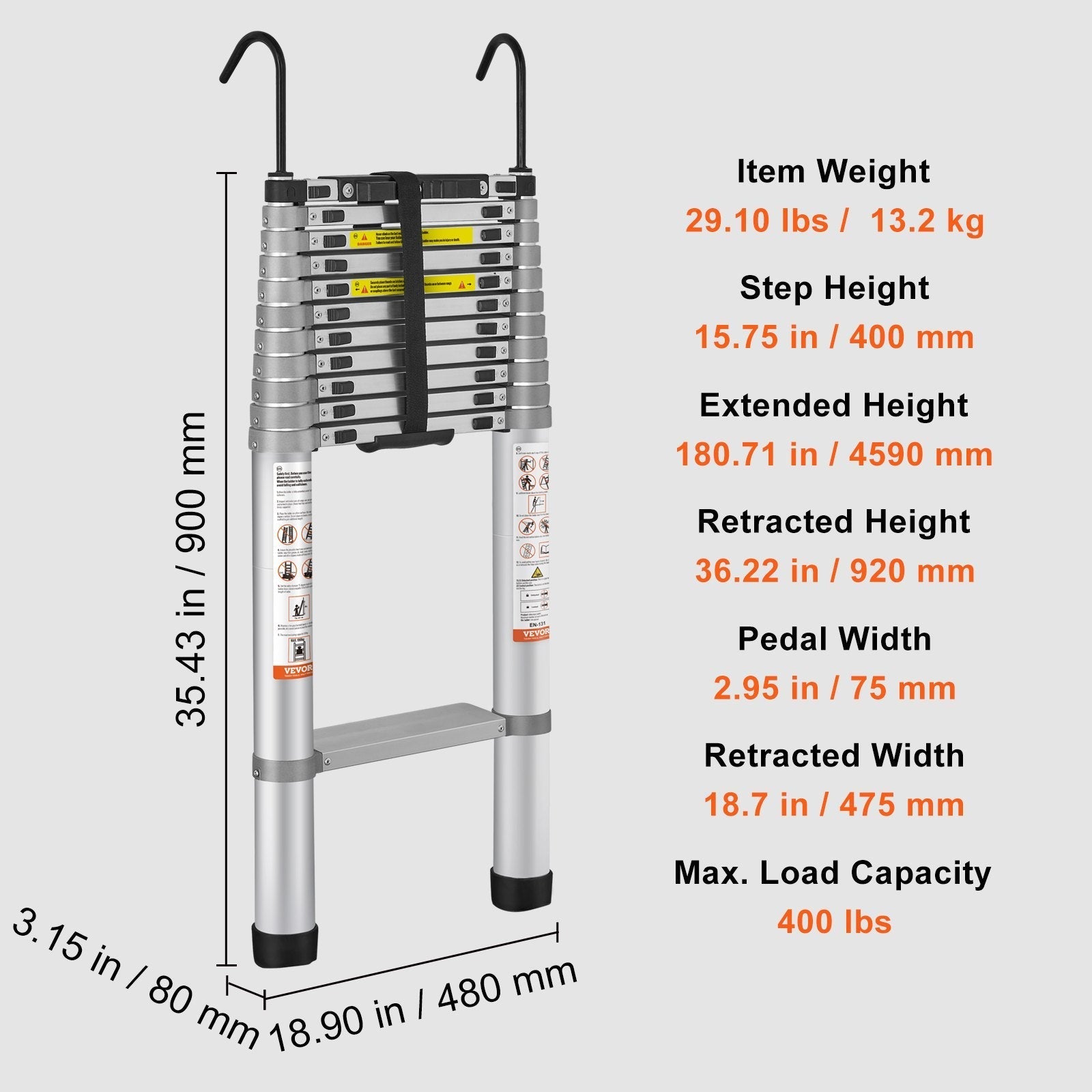 Scala Telescopica - Max (5,6 metri) & 181 kg.