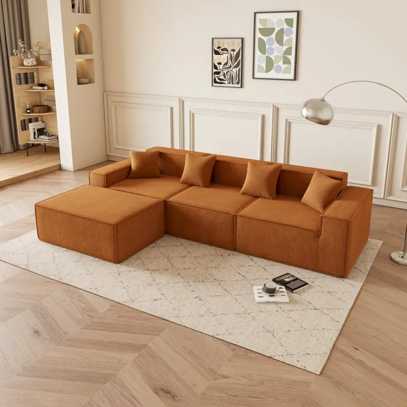 NK- Moderne oranje hoekbank 🛋️ met omkeerbare chaise longue 