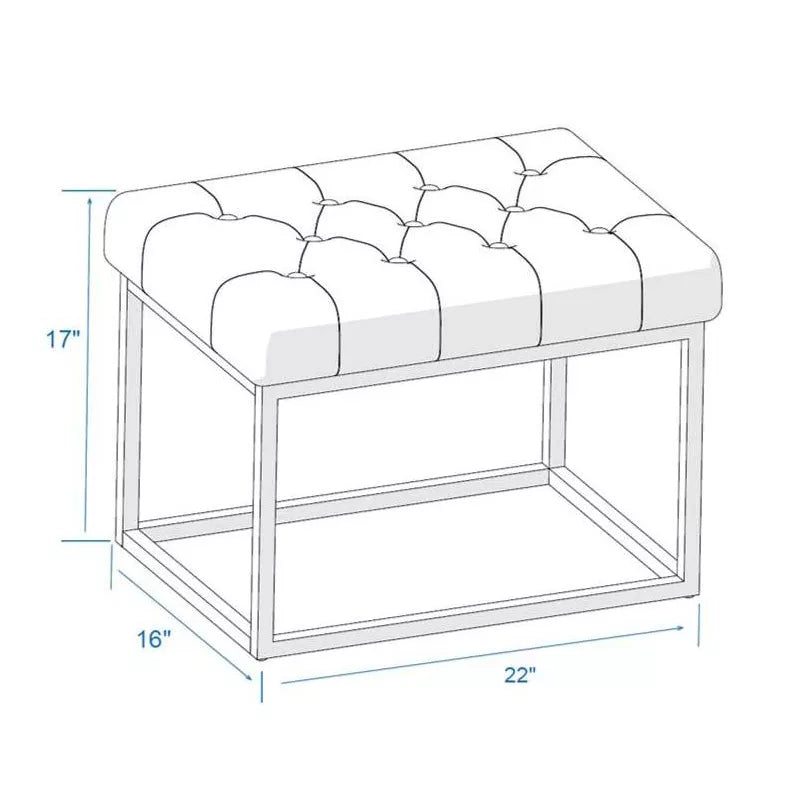 Pouf Trubeck con Base in Metallo Trapuntato in Similpelle Marrone