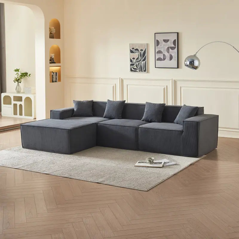 NK- Divano Angolare Moderno Arancione 🛋️ con Chaise Longue Reversibile